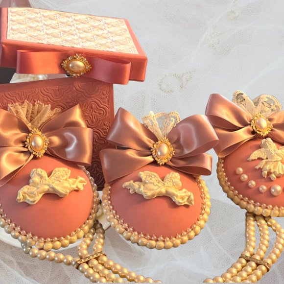 Shabby Chic Christmas Tree Ornament Set 3, X-Mas Tree decorations, Victorian - Picture 2 of 16